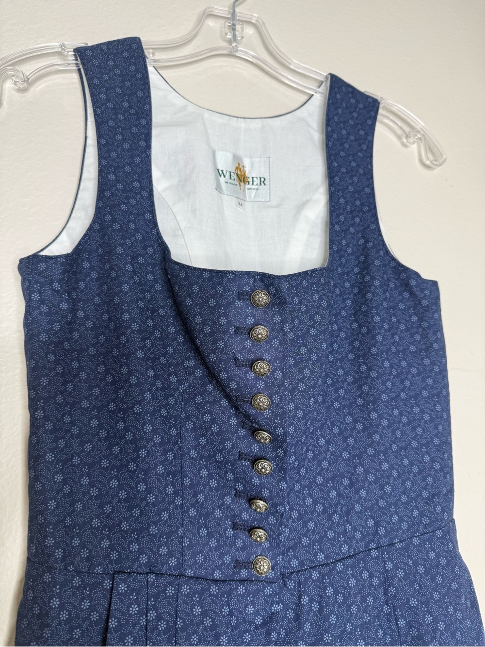 Wenger Navy Floral Midi Dirndl ANNA Dress cotton Sz 34 (XS) - Picture 4 of 9